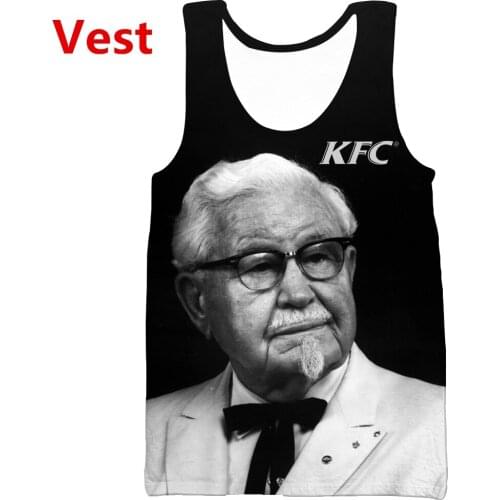 New Unisex KFC Colonel 3D Print Causal Clothing Fashion Men Women Tracksuits Crewneck Hip Hop Vest Size S-5XL Mesh Top