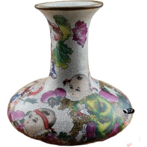 Chinese Old Porcelain Ornaments Pastel Cracked Glaze Vase