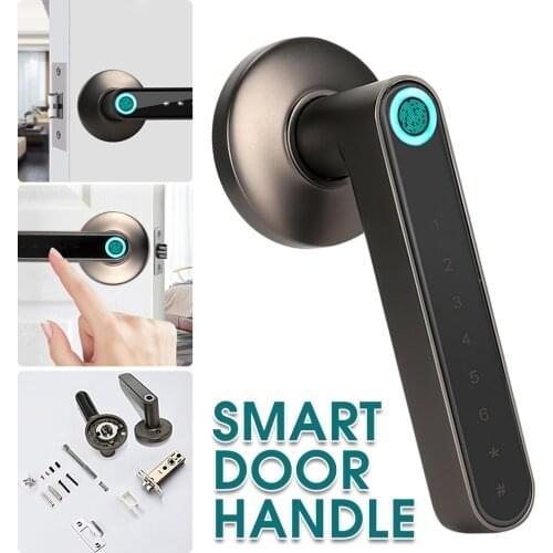 Smart Fingerprint Door Lock Build In Battery Rechargeable Bluetooth App Control Electronic Security Handle Lock For Home Office
