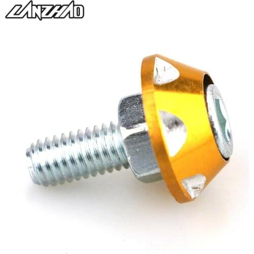 Golden Aluminum Alloy M6 Motorcycle Screws License Plate Mount Holder Bolts Nuts Fastening Accessories for Honda Kawasaki Yamaha