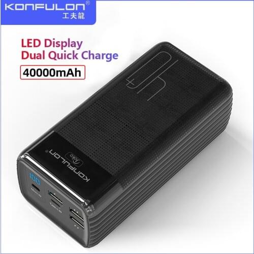 Two Way Quick Charge Power Bank LED Type C Input/Output Powerbank 40000 mah15W PD External Battery Charger For iPhone Xiaomi
