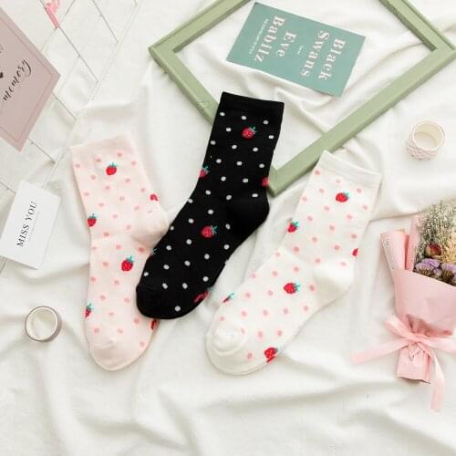 Womens Jacquard Middle Tube 2020 New Japanese Womens Socks Small Fresh Student Socks Strawberry Ladies Cotton Socks Wholesale