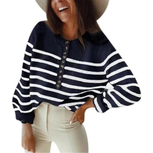 New Autumn Women Sweater Pullovers Long Sleeve Horizontal Stripes Jumpers O-Neck Winter Knitted Casual Pullover Tops Streetwear