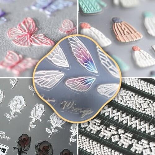 1 Sheet Fashion 3D Nail Art Stickers 5D Japanese Style Soft Reliefs Embossed Adhesive Nail Art Decorations Nail Decals Wholesale