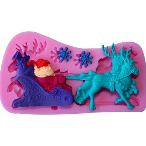 1Pc Christmas Santa Claus Milu Deer Shape Chocolate Candy Jello 3D Silicone Fondant Lace Mold Mould Cake Decoration Pastry Tools