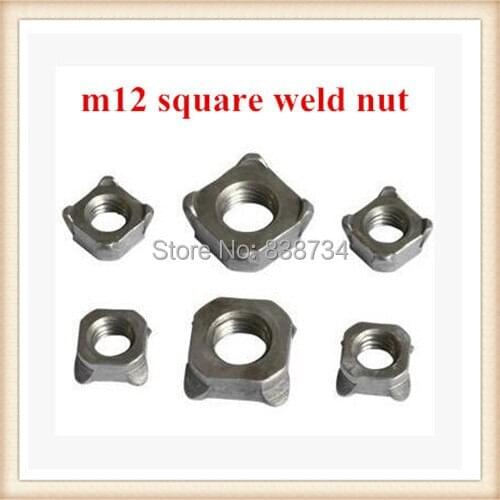 100pcs steel natural m12 square weld nut
