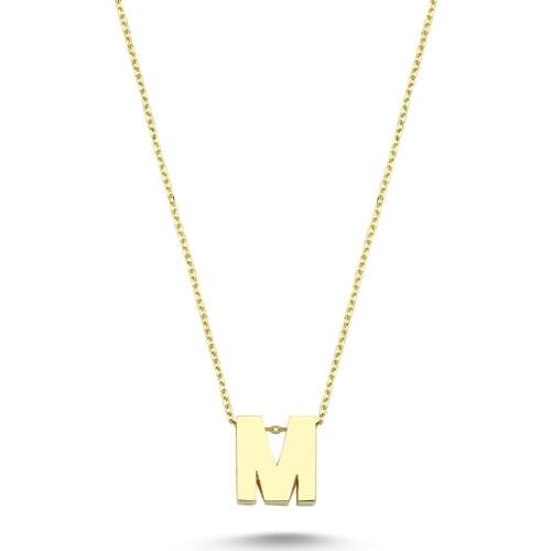 14k (585) Gold Plain Word, Letter Pendant, Necklace