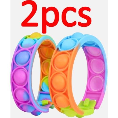 2pcs Decompression Bracelet Press Bubble Photosensitive Color Change Bracelet Puzzle Sensory Toy For Kids Fidget Vent Toys