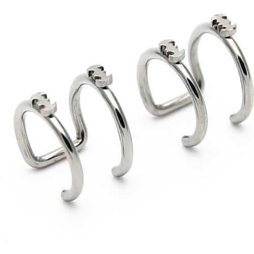 2pcs/lot Fashion ear clip cuff wrap earrings stainless steel Double layer U-shaped bat clip earring non-piercing body jewelry