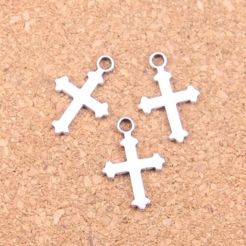 40pcs Charms double sided cross 19x12mm Antique Pendants,Vintage Tibetan Silver Jewelry,DIY for bracelet necklace