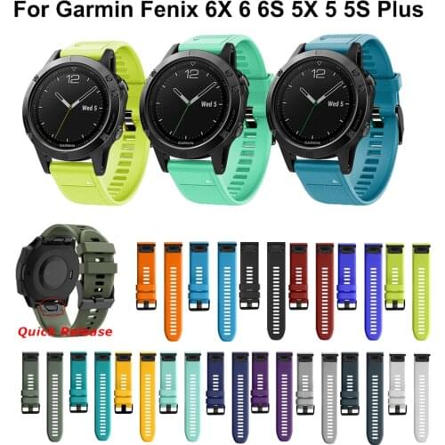 20 22 26mm Smart Watch Band Straps For Garmin Fenix 6 6S 6X 5X 5 5S 3HR Forerunner 935 945 Quick Release Strap Silicone Bracelet