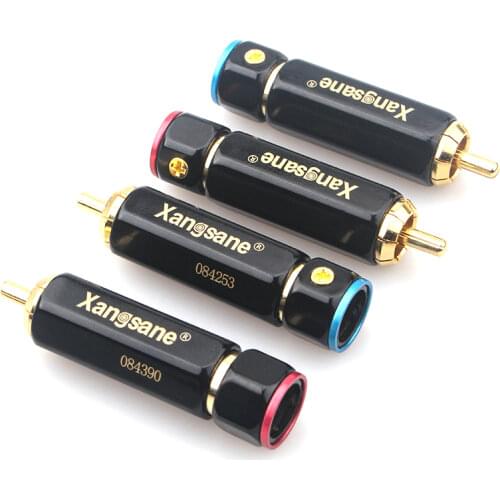 Hifi Self-locking Audio Adapter Solder-free RCA Plug Gold Plated Lotus Plugs Audio Cable Connector