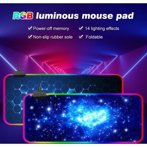 80 X 30 Cm RGB Luminous Mouse Pad Cool Waterproof Thick Non-slip Oversize Mouse Pad For Gaming And Office 14 Lighting Modes