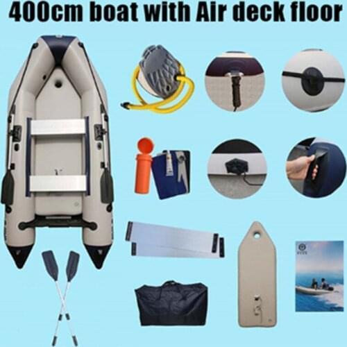 Free Shipping 400cm With Air Deck Floor BoatSport PVC Dinghy Raft Pump Seat Drop Stitch Floor