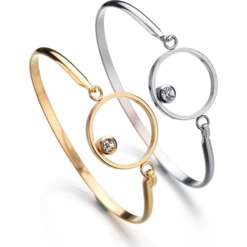 New Fashion Classic Womens Bangles For Women Gold Gold Color Rhinestone Bracelet Crystal Cuff Simple Trendy Jewelry