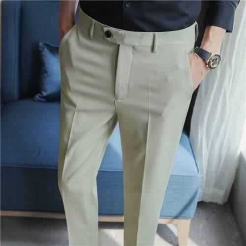Summer Mens Trousers High Quality Men Trousers Casual Slim Fit Thin Pencil Pants for Male High Waist Man Ankle-Length Pant
