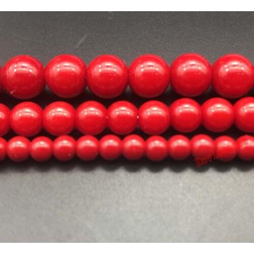 Natural Stone Red Coral Glass Beads Round Loose Beads 4mm 6mm 8mm For Jewelry Making Necklace DIY Bracelet