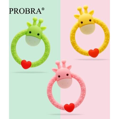 Food Grade Baby Molar Teeth Teething Stick - Cartoon Fawn Molar Bite Silicone Teether Newborn Boys Girls Shower Educational Gift