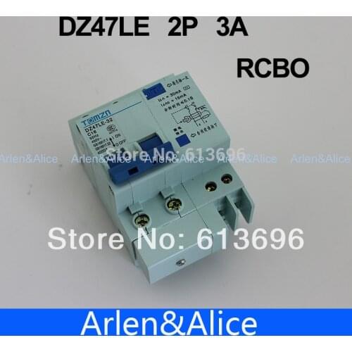 DZ47LE 2P 3A 230V~ 50HZ/60HZ Residual current Circuit breaker with over current and Leakage protection RCBO