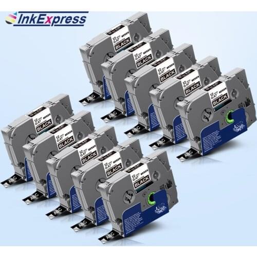 10PK 335 12mm Labels For Brother Label Tape Laminated Tape White on Black Sticker Cartridge 335 For Brother PT Label Maker D600