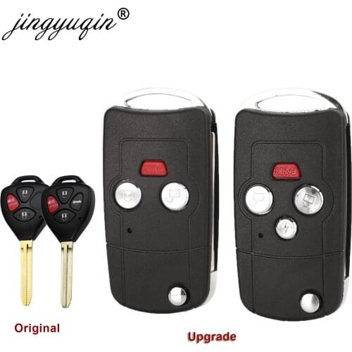 Jingyuqin Modified Flip Folding 4 Buttons Remote Key Shell Case For Toyota RAV4 Camry Avalon Corolla Matrix 3BTN + Panic