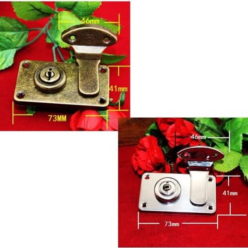 Chinese Vintage Bag Lock,Box Lock Rectangle,Wooden Box Lock,Old Style Furniture Iron Locks,73*41mm,1Set