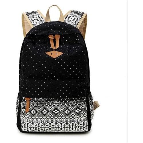 Korean Canvas Printing Backpack Women School Bags for Teenage Girls Cute Bookbags Vintage Laptop Backpacks Female B153