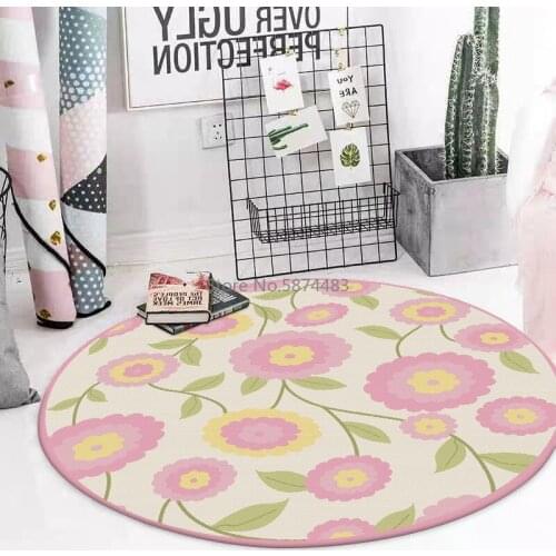 Fashion Simple Fresh Pink Flower Girl Room Round Living Room Bedroom Hanging Basket Chair Non-slip Mat