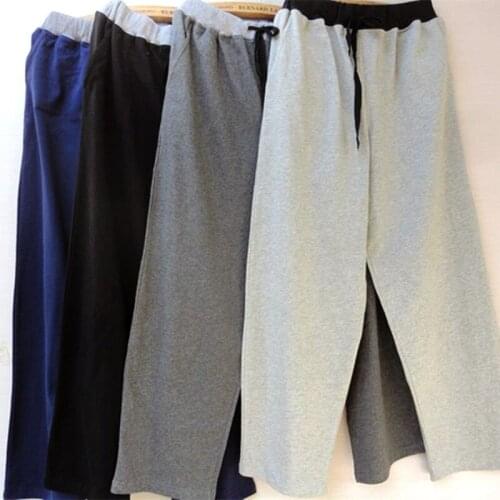 Mens Home Pants Cotton trousers Threaded waist Mens Sleep Bottoms