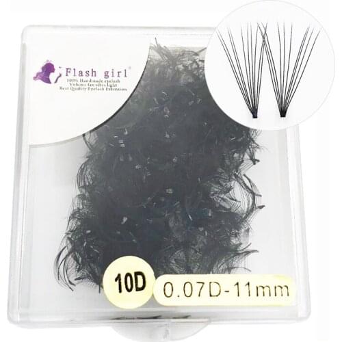 Flash girl premade short stem lashes 10D 11mm private label premade fans Russia volume lashes 1000 Fans eyelash extensions