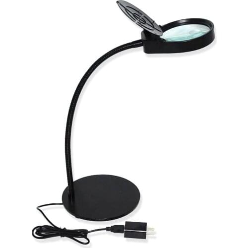 Desktop Magnifying Glass with Lamp Lens Diameter 100mm Portable Reading and Maintenance LED Work Light 5X
