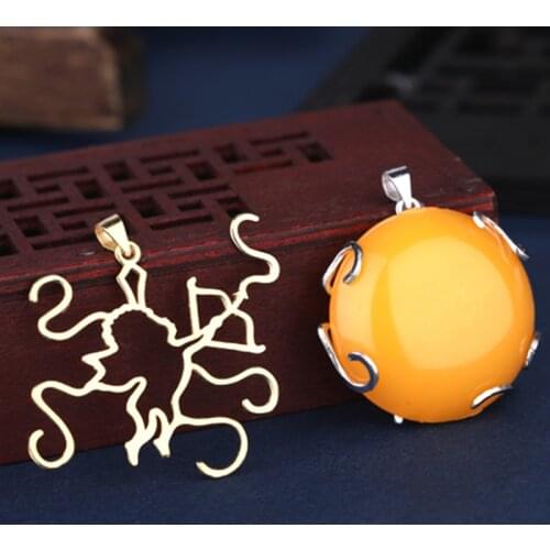 Real 925 Sterling Silver Blank Cabochon Base Gold Rose Gold Setting Charms Pendant DIY Jewelry Making Supplies Accessories