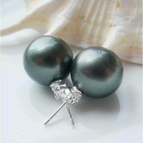 New Favorite Pearl Jewelry 8mm Black Color South Sea Shell Pearls S925 Sterling Silver Post Wedding Birthday Party Lady Gift