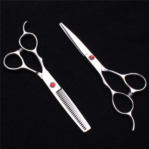 2Pcs/1Pair C8000 6.0" 17.5cm Left-Hand Customized Logo 440C Hairdressing Scissors Cutting Scissors Thinning Shears Hair Scissors