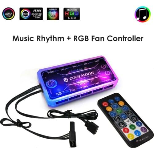 COOLMOON 12V PC Cooling Chassis Fan Computer Water Cooling System Waterblock RGB Fan Controller 12cm Remote Control Computer Cas