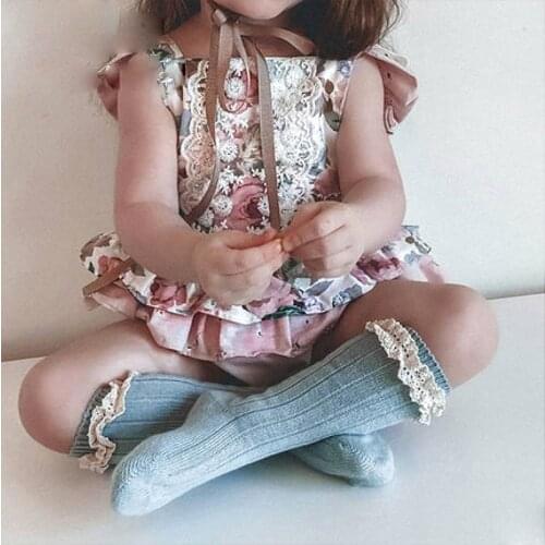 Children Girls Spanish Style Lace Socks Kids Lolita Lace In tube Socks Toddler Knee-High Sokken Princess Socks Calcetines 2-6Y