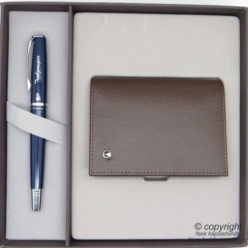 Scrikss Leather The Kartlıkl Trabzonspor Gift SET MD-2115 | Leather Badge holder + Pen set | Scrikss pen | İsme Special pen | Gift