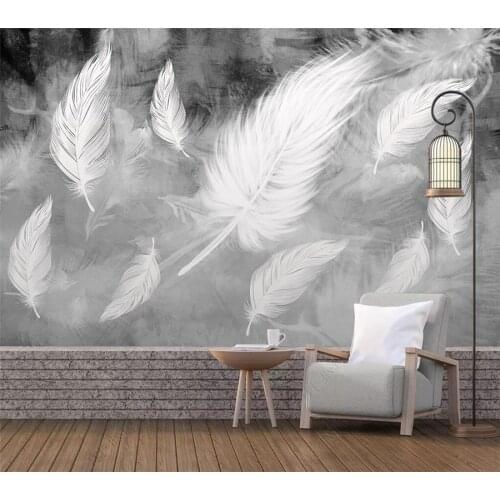 Custom wallpaper 3d modern minimalist mural white feather TV sofa background wall hotel restaurant barber shop decoration обои