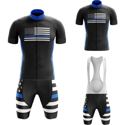USA New Cycling Jersey Set Breathable Short Sleeve Bike Clothing Bib Shorts Gel Breathable Pad MTB Maillot Ciclismo Hombre