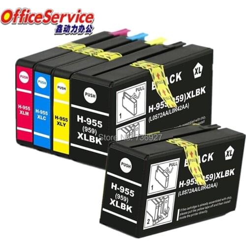 5X 955 955XL Compatible Ink Cartridge For HP955XL, for Officejet Pro 8702 7740 8210 8218 8710 8715 8716 Printer in Asia maket