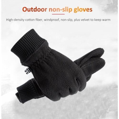 Warm Men Fleece Touch Screen Ski Windproof Full Finger Cycling Thermal Gloves Men Touch Screen Driving Gloves