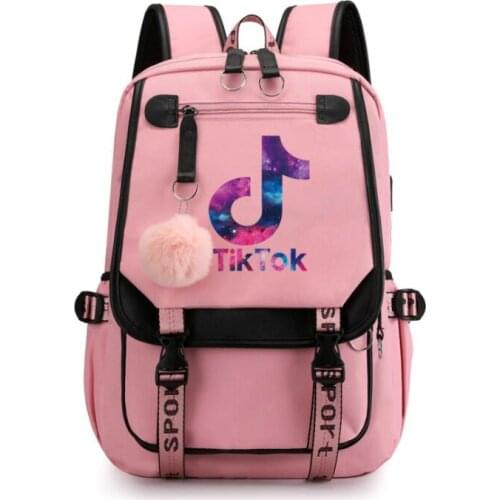 Tik Tok Women girls School Backpacks Anti Theft USB Charge Backpack Waterproof Bagpack School Bags Teenage Travel Bag