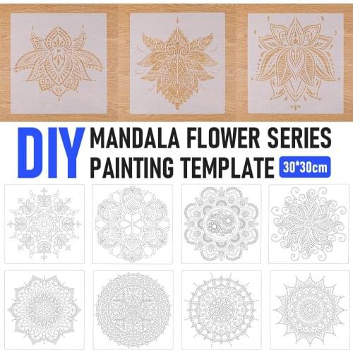 PET Mandala Stencils DIY home decoration drawing Laser cut template Wall Stencil Painting Wall Painting Frame Design Stencils