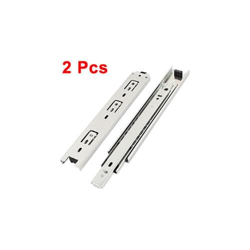 Uxcell Hot Sale 2 Pcs Cold-rolled 10" 3-fold Full Extension Ball Bearing Drawer Slides Smooth Telescopic Slide Silver Tone