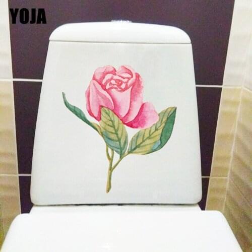 YOJA 20.3X22.8CM Watercolor Rose Flower WC Toilet Seat Stickers Home Bedroom Wall Decor Decal T1-1378