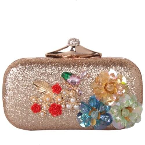 DAIWEI Women Evening Bag Clutch Handbag With diamonds Pearl Bead Flower leatherette Wedding Event/Party Formal Sequined Snap New