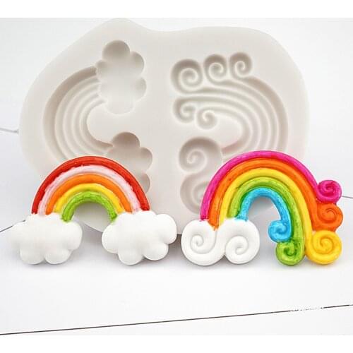 1pcs Diy Food Grade Silicone Baking Mold 3D Rainbow Cloud Silicone Mould Fondant Cake Decorating Tools Cookies Chocolate Mold