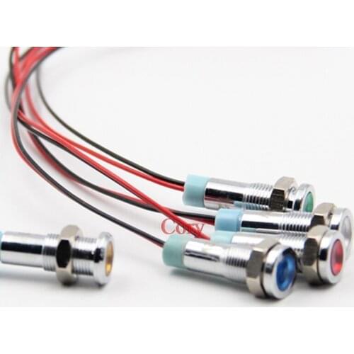 1PC 6mm LED Metal indicator light signal Waterproof Lamp Power/car lamp 6/12/24/48/110/220VPilot Sealing switch CZYC