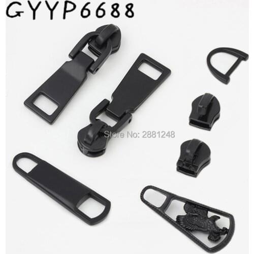 10-30pcs Dark black metal nylon head teeth zipper puller metal slider metal accessory bags,garments fabric hardware accessories