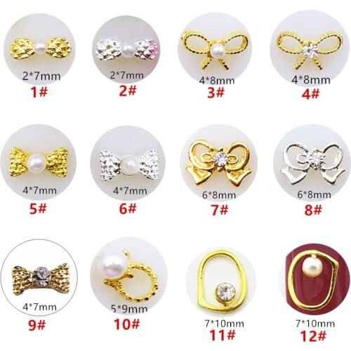 10pcs/lot Japan Korea 3D Alloy Nail Decorations Metal Bowknot Ribbon Nail Art Accessories Charm Nail Deco Parts